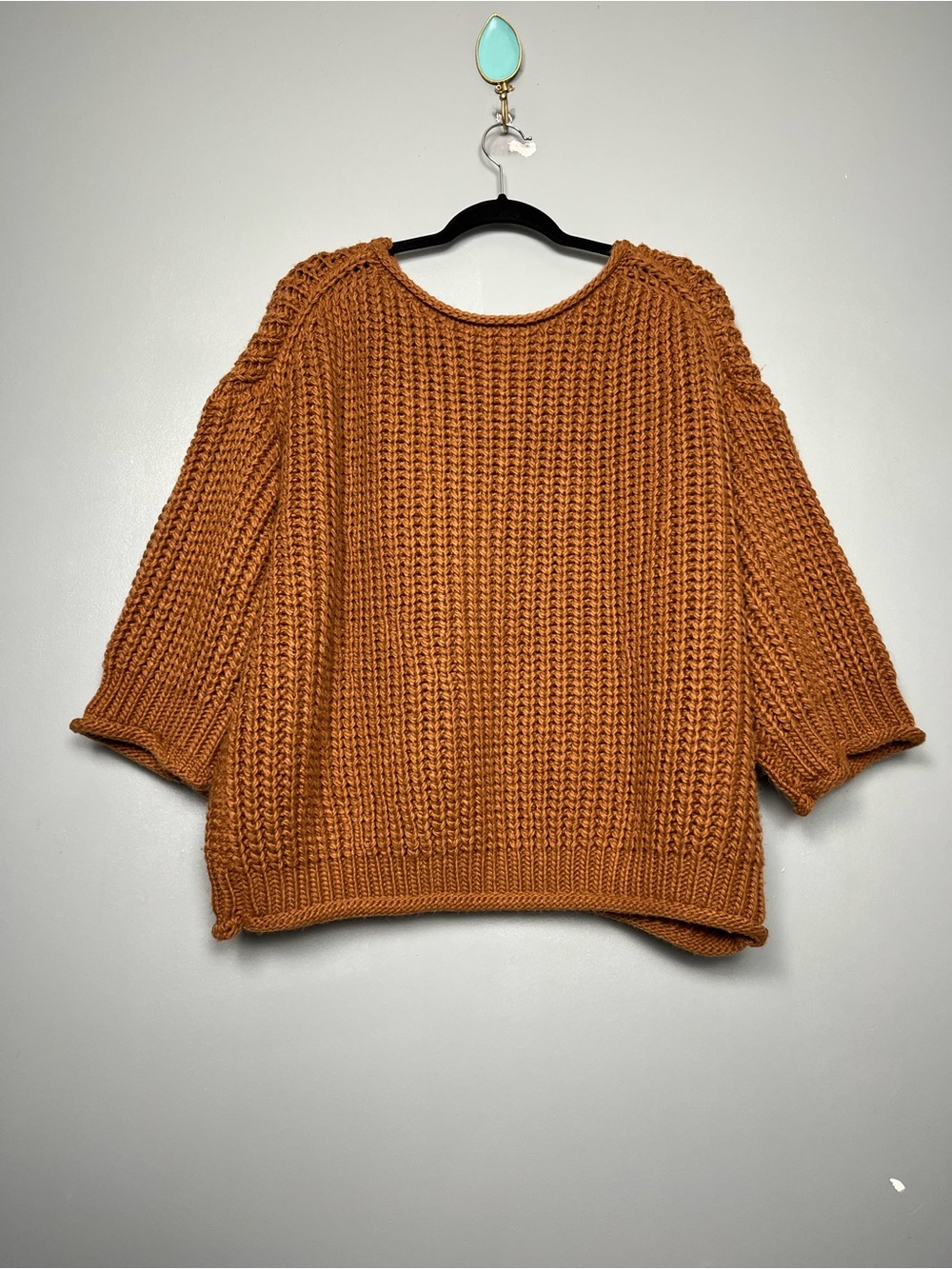 Anthropologie POL Fisherman Sweater Chunky Knit Oversized Rust Women’s Size S - Picture 2 of 8